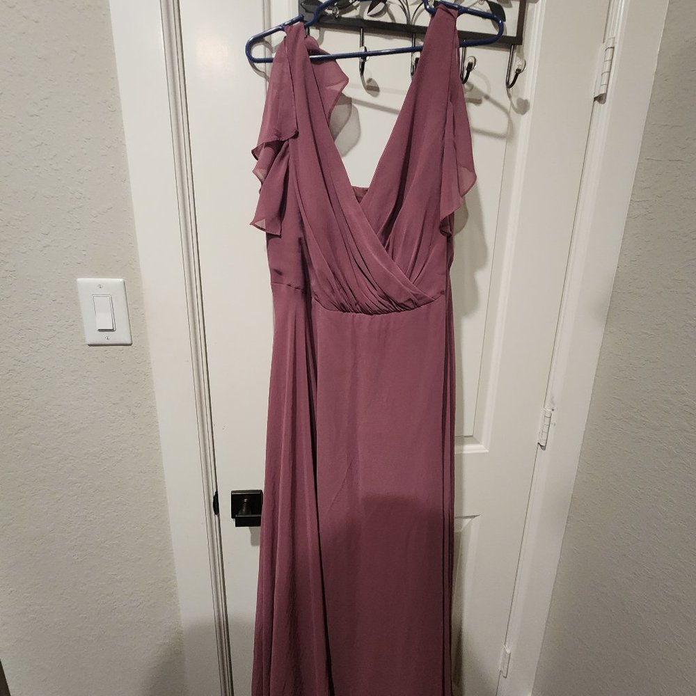 Chianti Chiffon Flutter Sleeve Dress